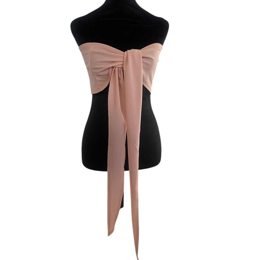 Blush pink crop long  tie tube top,New